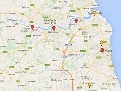 map of North East Podiatry locations